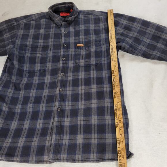 Wolverine Shirt Jacket Mens Sz L Black Flannel Fleece Lined Shacket Gorpcore Y2k - Picture 11 of 16